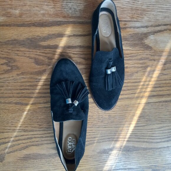 Black Suede Tassel Loafers Size 7 Classic Old Money Academia 90s Preppy Capsule - Picture 8 of 16
